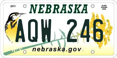 NE license plate AQW246