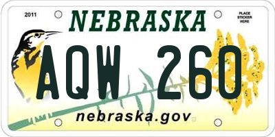 NE license plate AQW260
