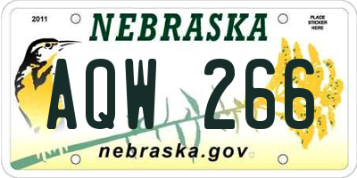 NE license plate AQW266