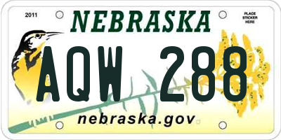 NE license plate AQW288