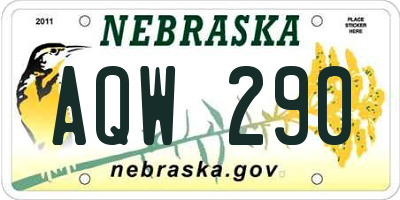 NE license plate AQW290