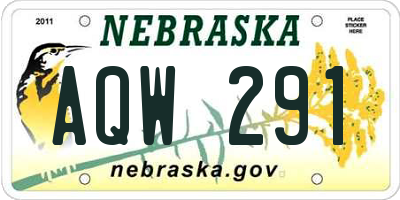 NE license plate AQW291