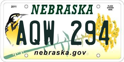 NE license plate AQW294
