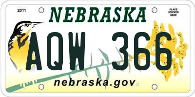 NE license plate AQW366