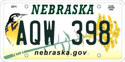 NE license plate AQW398