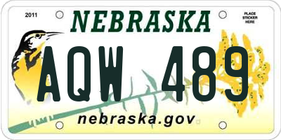 NE license plate AQW489