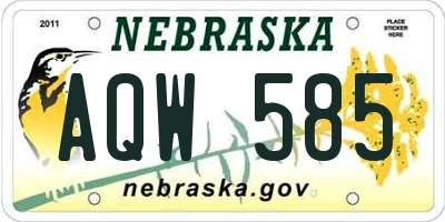 NE license plate AQW585