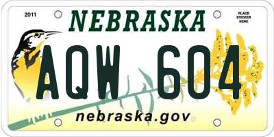NE license plate AQW604