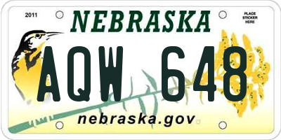 NE license plate AQW648