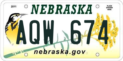 NE license plate AQW674