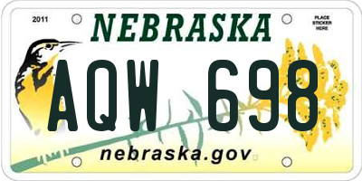 NE license plate AQW698