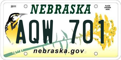 NE license plate AQW701