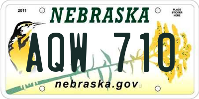 NE license plate AQW710