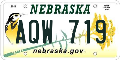NE license plate AQW719