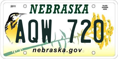 NE license plate AQW720