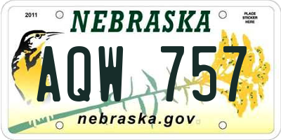 NE license plate AQW757