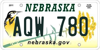 NE license plate AQW780