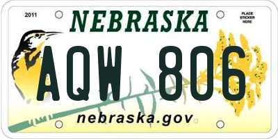 NE license plate AQW806
