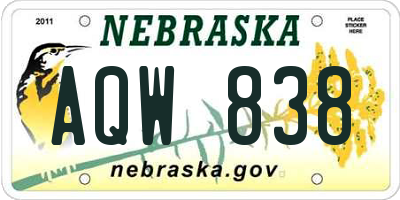 NE license plate AQW838