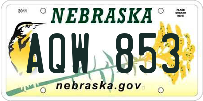 NE license plate AQW853