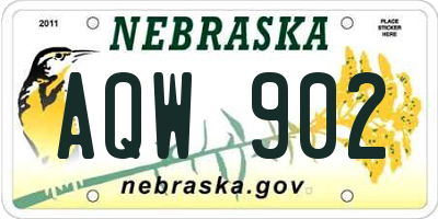 NE license plate AQW902