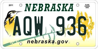 NE license plate AQW936