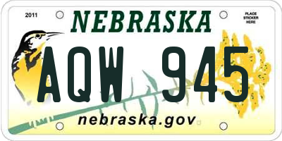 NE license plate AQW945