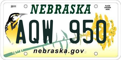 NE license plate AQW950