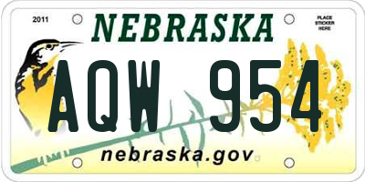 NE license plate AQW954