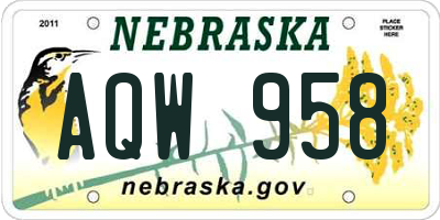 NE license plate AQW958