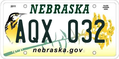 NE license plate AQX032
