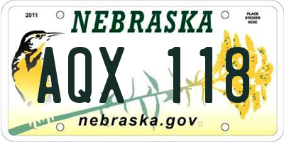 NE license plate AQX118