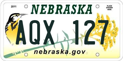 NE license plate AQX127
