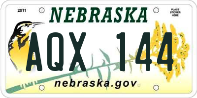 NE license plate AQX144