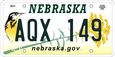 NE license plate AQX149