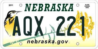 NE license plate AQX221