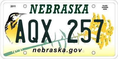 NE license plate AQX257