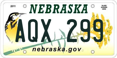 NE license plate AQX299