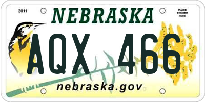 NE license plate AQX466