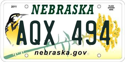 NE license plate AQX494