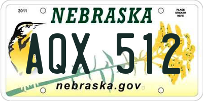 NE license plate AQX512