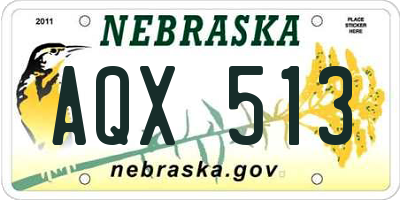 NE license plate AQX513