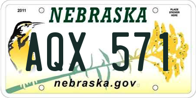 NE license plate AQX571