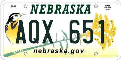 NE license plate AQX651