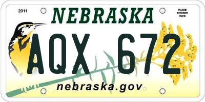 NE license plate AQX672