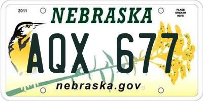 NE license plate AQX677