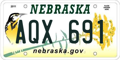 NE license plate AQX691
