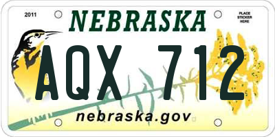 NE license plate AQX712
