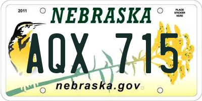 NE license plate AQX715