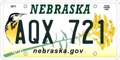 NE license plate AQX721